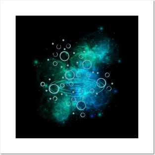 Galaxy Water Drops Posters and Art